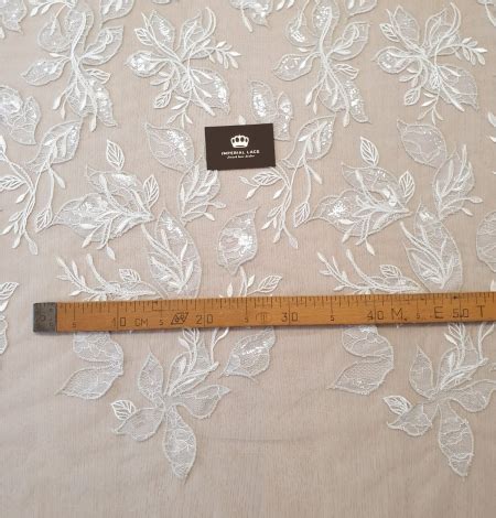 Ivory With Silver Thread Embroidery On Tulle Lace Fabric D Lace