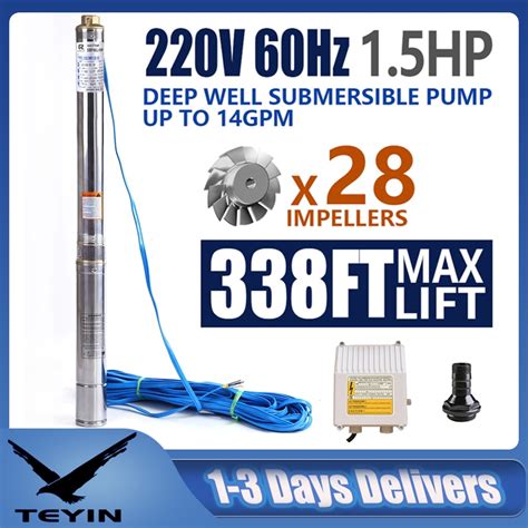 2 5 Submersible Water Pump Heavy Duty 220V Deep Well Pump Stainless