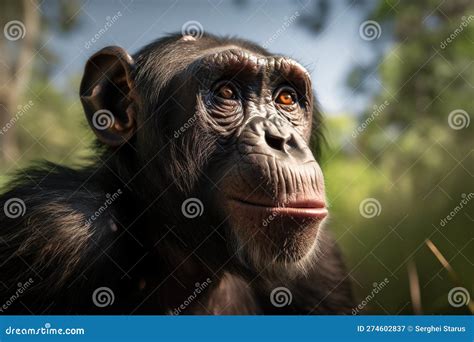 Bonobo Eating Leaves Cute Portrait Of Pygmy Chimpanzee Amazing