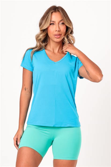 Baby Look Azul Acqua Atacado Tshirt Use Criativa