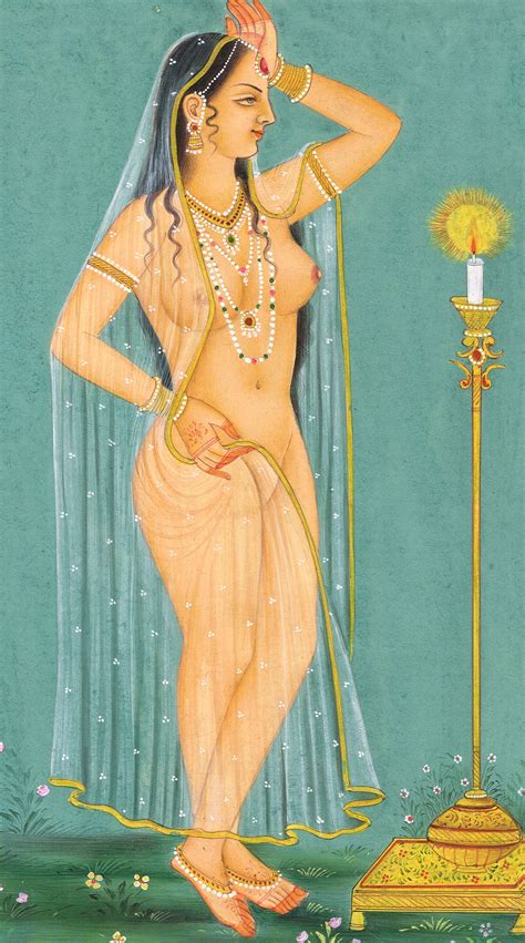Hand Miniature Painting Of Mughal Nudes Queen On Paper 5 5x7 5 Inches Naked Woman For Wall