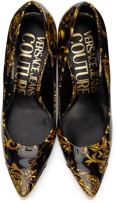 Versace Jeans Couture Black Gold Regalia Baroque Heels Versace