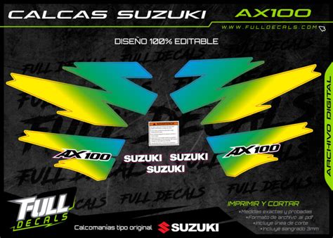 Calcas Suzuki Ax Dise O Tipo Original Personalizada Full Decals