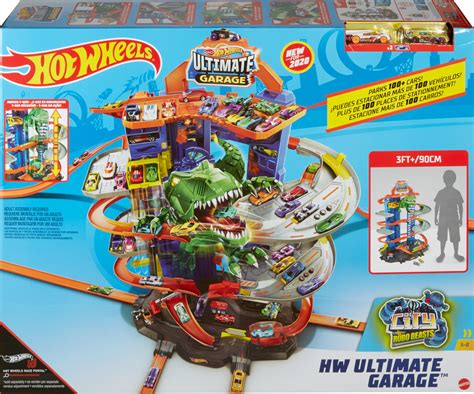 Hot Wheels City Toy Car Track Set Ultimate Garage With T Rex Dinosaur Store Scale
