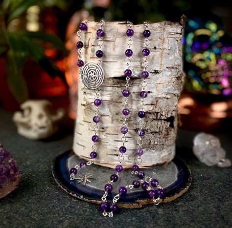 Hecate Amethyst Necklace Hekates Wheel Strophalos Prayer Beads