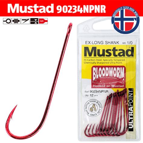 Mustad Bloodworm Long Shank Hooks | Pro-Spin Tackle