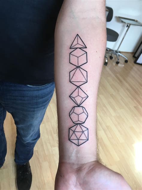 First tattoo! D20 dice set from Kim Kress at Suite C Tattoos in ...