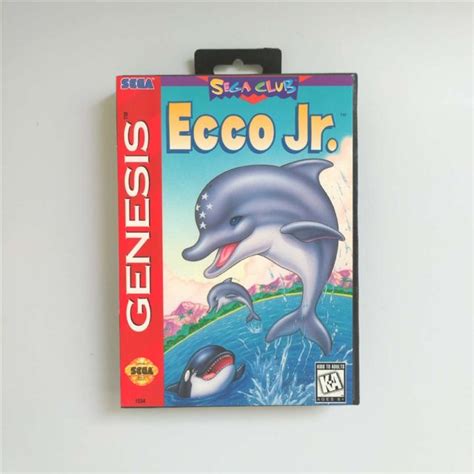 Ecco Jr Sega Genesis Mega Drive Md Game Card Us Cover With Box