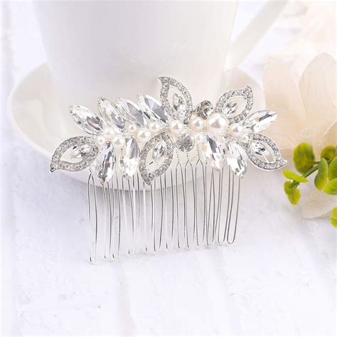 Kercisbeauty Silver Side Combs For Brides Wedding Bridal Hair Combs