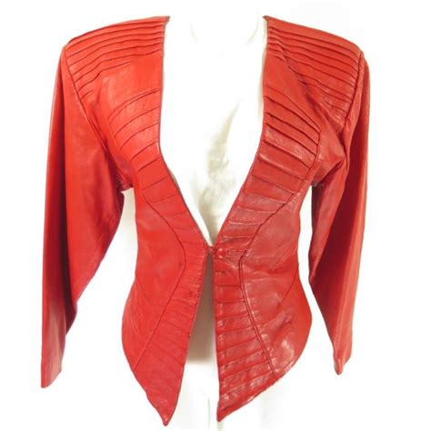 Vintage 70s Red Leather Jacket Womens 8 Retro Glam Ribbed Le Piel Fetish The Clothing Vault