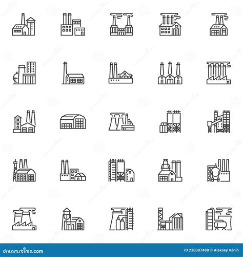 Buildings Line Icons Collection Houses Towers Structures Edifices