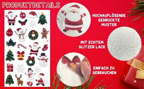 Weihnachts Sticker Set 270 Glitzer Sticker Aufkleber Weihnachten