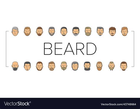 Beard Hair Style Face Male Icons Set Royalty Free Vector