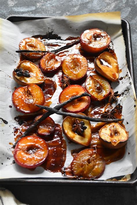 Aromatic Roasted Pears And Plums With Star Anise Vanilla Balsamic And