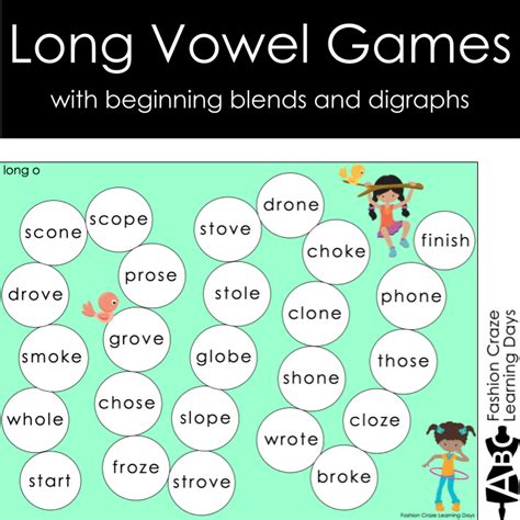 5 Long Vowel Games With Blends And Digraphs• Long A Board Ex Shake