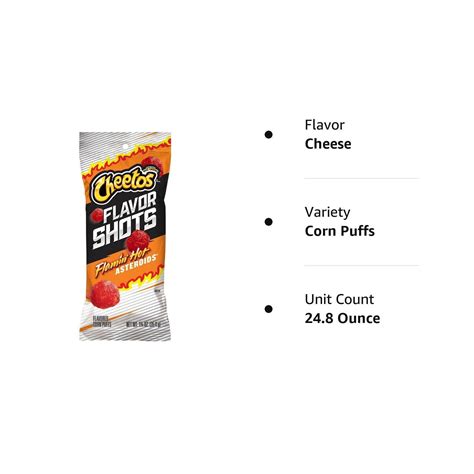 Flamin Hot Asteroids Cheeto Flavor Shots Real Cheese Corn Puffs 20
