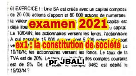 Exemen Ex La Constitution De Soci T Comptabilit De Soci T