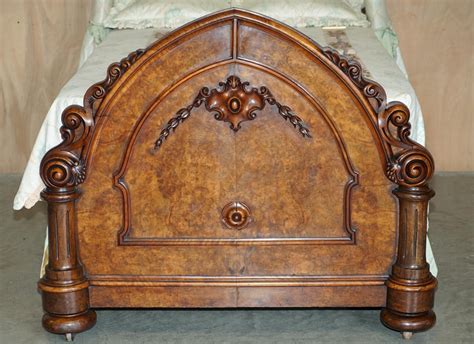 Antique Victorian Circa Hand Carved Burr Walnut Half Tester Canopy