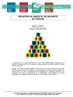 REGISTRE DE SANTE ET DE SECURITE AU TRAVAIL Registre De Sante Et