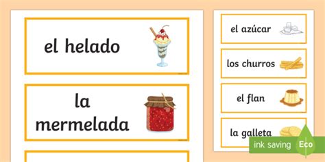 Sweets Word Cards Spanish Teacher Made