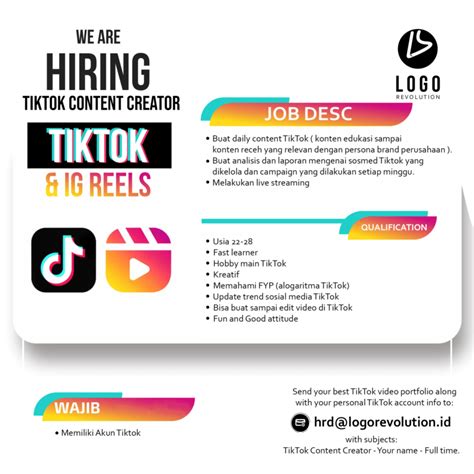 Lowongan Kerja Tiktok Content Creator Di Logo Revolution Lokerjogja Id