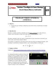 CBF210L Pract 09 trabajo y energía pdf IND 262 Laboratorio Física