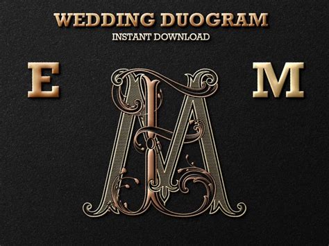 2 Letter Monogram With Letters Em Digital Download Wedding Monogram Svg