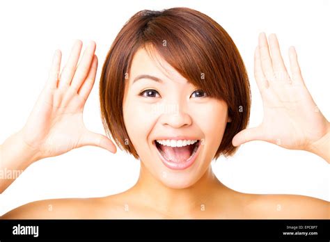 Excited Woman Face Hi Res Stock Photography And Images Alamy