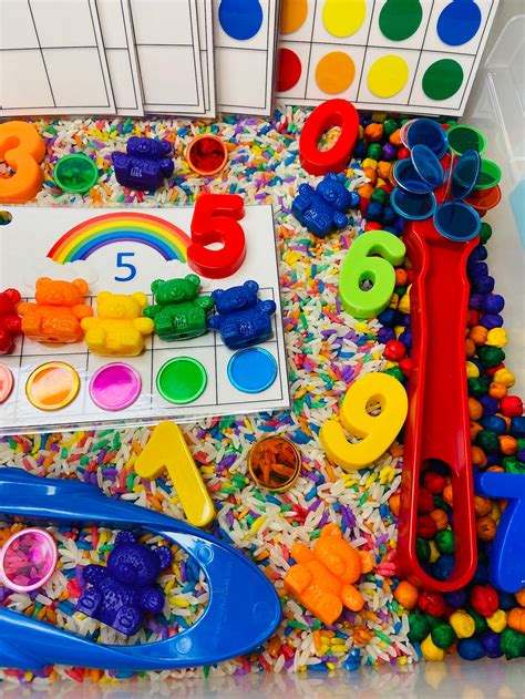 Number Sensory Bin With Rainbow Ten Frame Math Activity Etsy