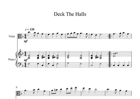 Deck The Halls Viola Piano Arr Digital Book Music Sheet Music