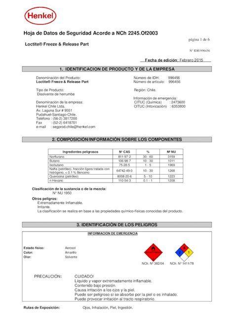 Pdf Hoja De Datos De Seguridad Acorde A Nch Of Querosina