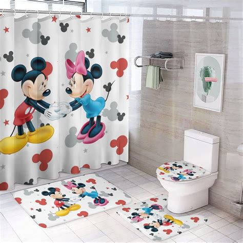 4pcs Cartoon Shower Curtain Sets Bathroom Sets With Shower