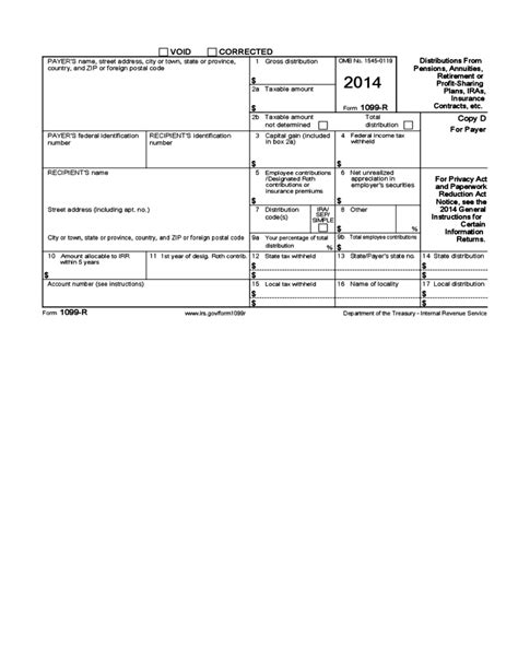 Form 1099-R - Distributions from Pensions, Annuities, Retirement, etc. (2014) Free Download