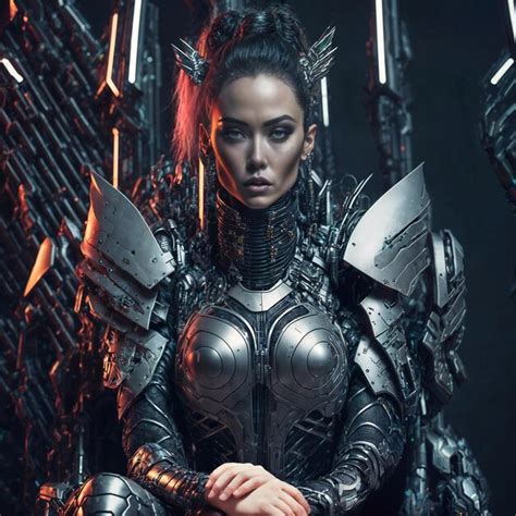 Foto De Retrato Futurista De Una Mujer Hermosa Con Traje De Armadura Ai