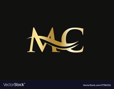 Initial gold letter mc logo design Royalty Free Vector Image