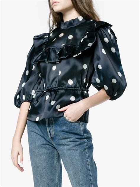 Ganni Polka Dot Satin Blouse Satin Blouse Blouse Designs Silk Satin