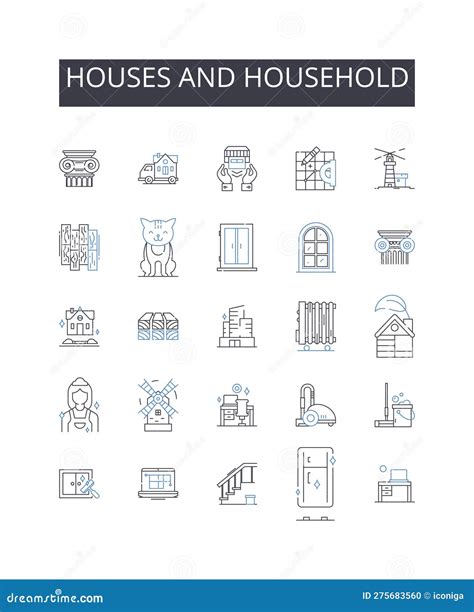 Dwelling Place Line Icons Collection House Flat Apartment Villa