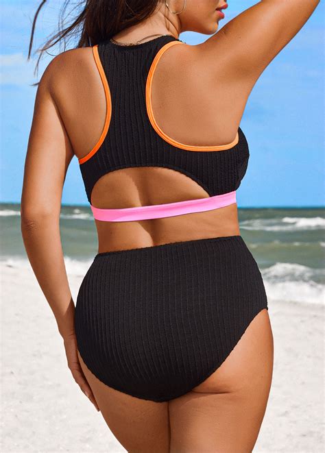 Contrast Binding Jacquard Black Bikini Set Modlily USD