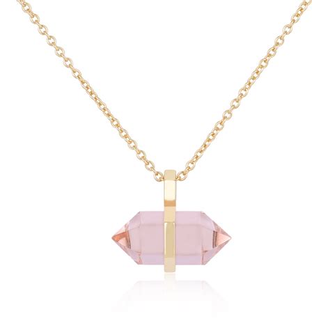 Wholesale Pink Crystal Necklace Sterling Silver Gold Color