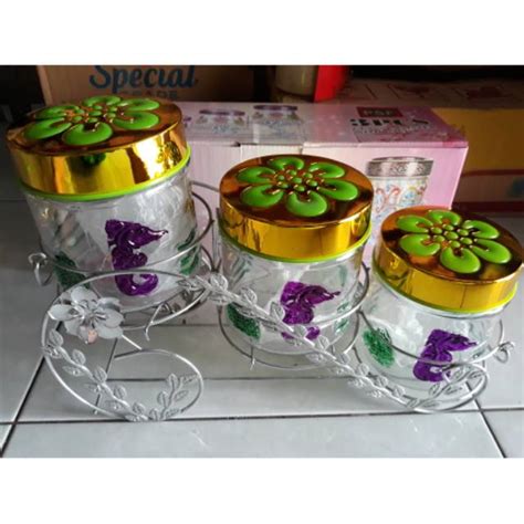 Jual 2 Kg Toples Kaca Set 3 Pcs Keranjang Toples Lebaran