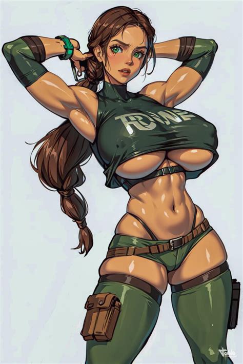 Tomb Raider Hentai Porn Pinup Pose Underboob Short Shorts Long