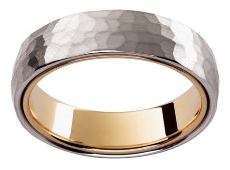 Hammered 18ct White And Yellow Gold Wedding Ring Mondial By Nadia