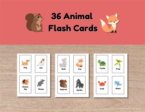 Printable Animal Flash Cards for Kids Digital Download - Etsy