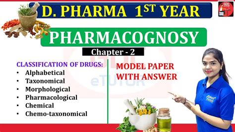 Pharmacognosy Model Paper D Pharma St Year Exam