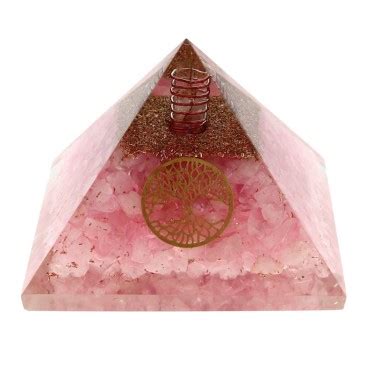 Quartz Rose Pyramides Orgonite Arbre De Vie 7 5 Cm