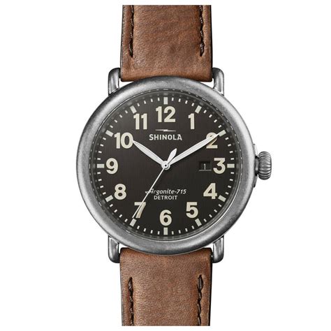 Shinola Runwell Men`s 47mm Dark Gray Dial Strap Watch S0120141505