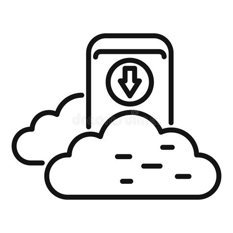 Vector De Contorno De Icono De Nube De Datos De Smartphone