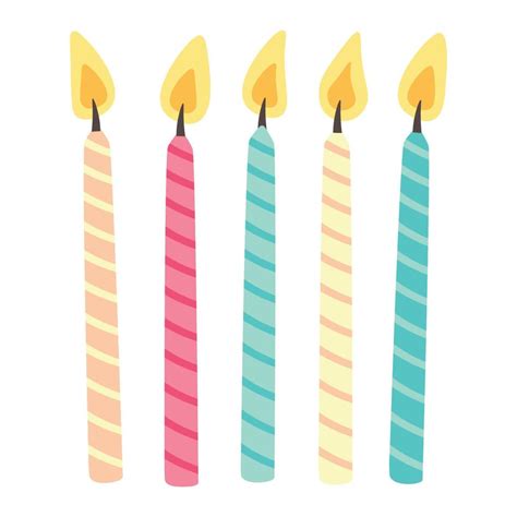 Doodle Flat Clipart A Set Of Festive Cake Candles All Objects Are