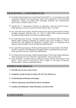 Sanaullah Noonari Curriculum Vitae Pdf