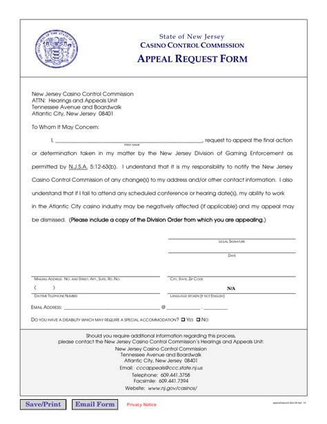 New Jersey Appeal Request Form Fill Out Sign Online And Download Pdf